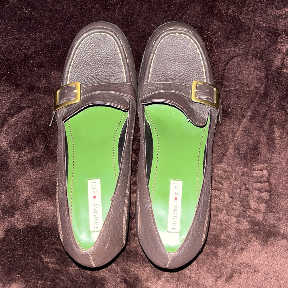 Tommy girl Hilfiger vintage brown platform loafers